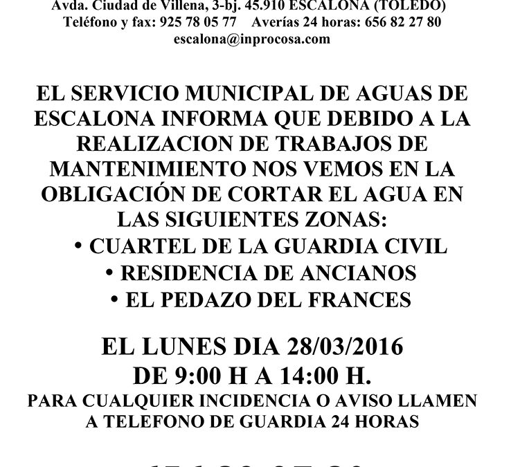 El Servicio Municipal de Aguas informa