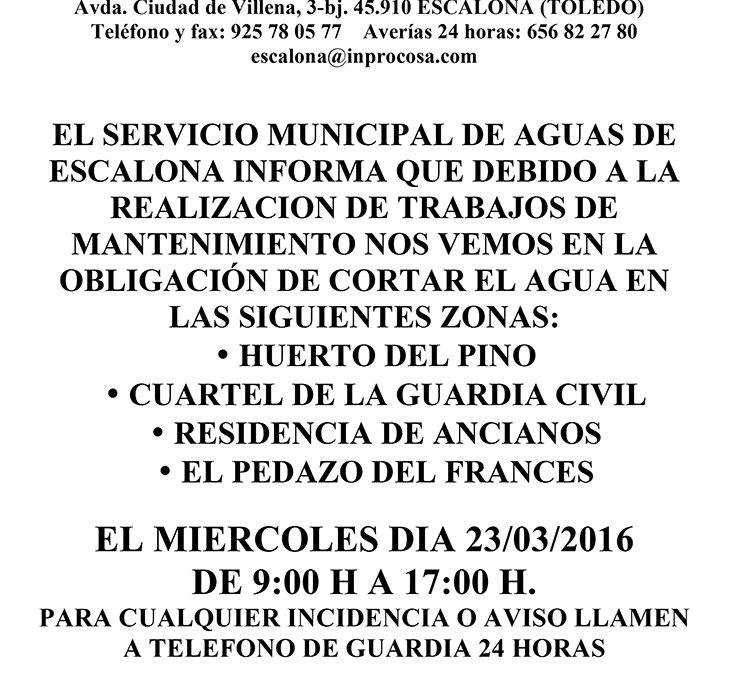 El Servicio Municipal de Aguas informa