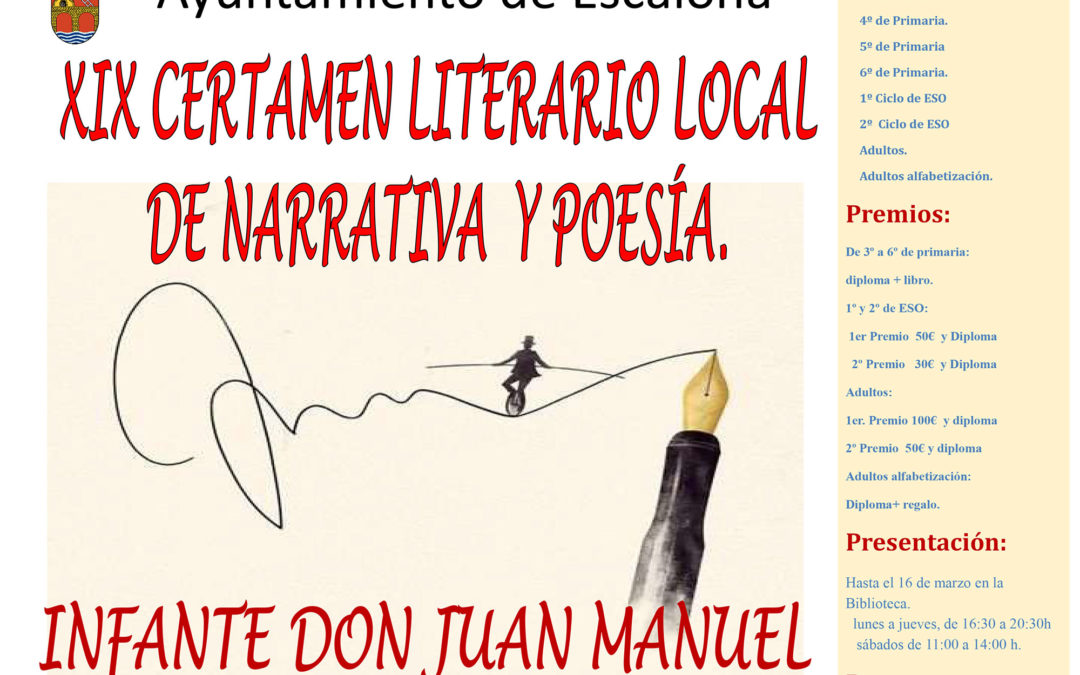 El Ayuntamiento de Escalona pone en marcha el XIX Certamen Literario