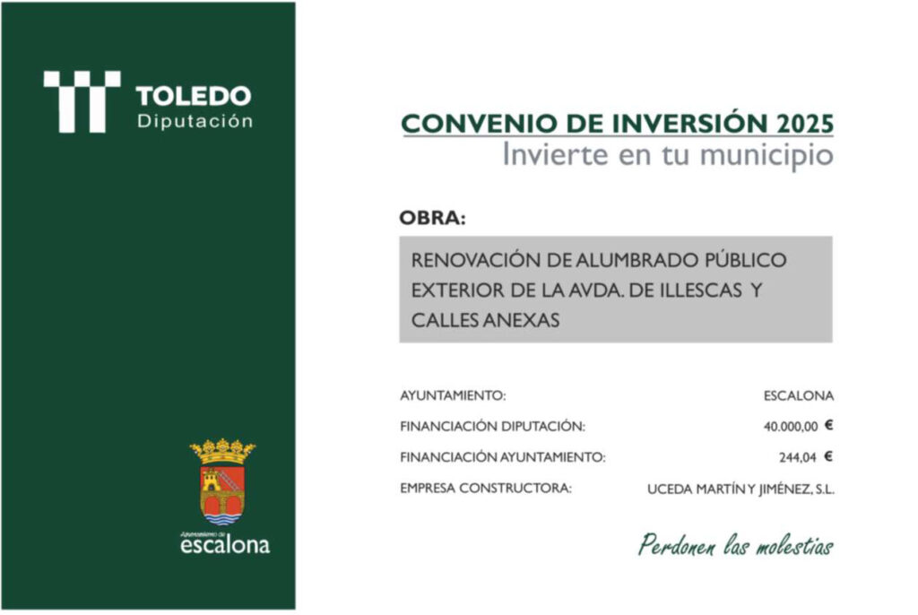 El Ayuntamiento de Escalona renueva el alumbrado en 4 nuevas calles y supera ya los 850.000€ de inversión en Riberas del Alberche